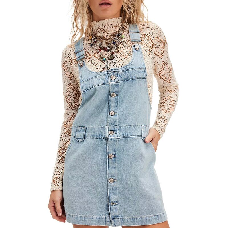 フリーピープル レディース トップス ワンピース トール スカート デニム Free People Edie Denim Skirtall - Women's Apple Blues デニム|ReVida 店