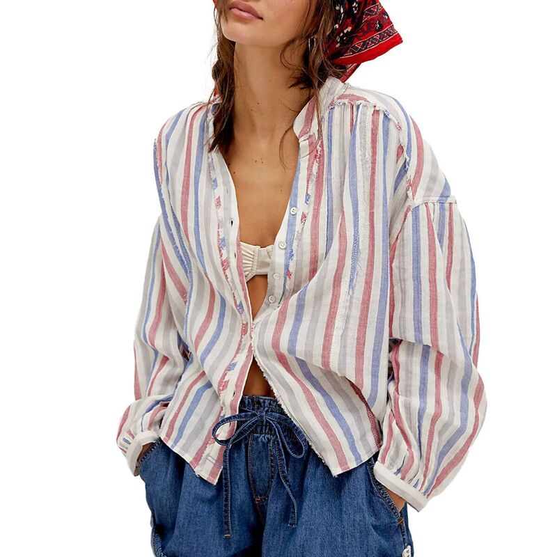 フリーピープル レディース トップス Tシャツ Free People Striped Valley Double Cloth Shirt - Women's Ivory Combo アイボリー