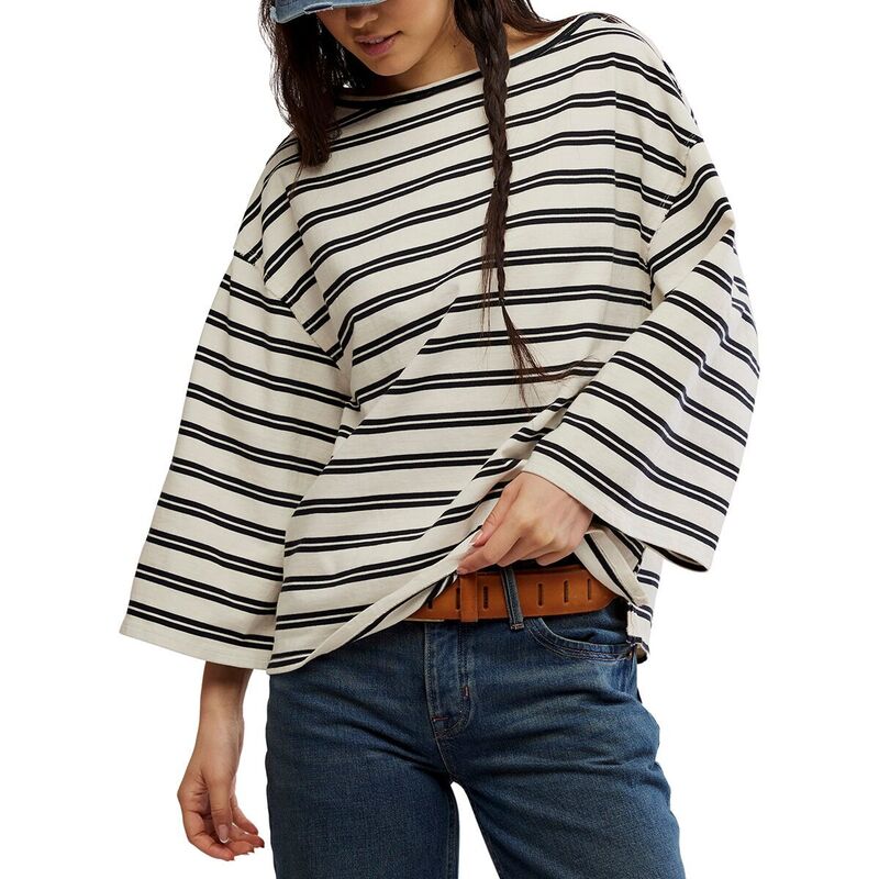 フリーピープル レディース トップス ティーシャツ Free People Cest La Vie T-Shirt - Women\u0027s Black Combo 黒いこと レディースファッション-Tシャツ・カットソー-トップス