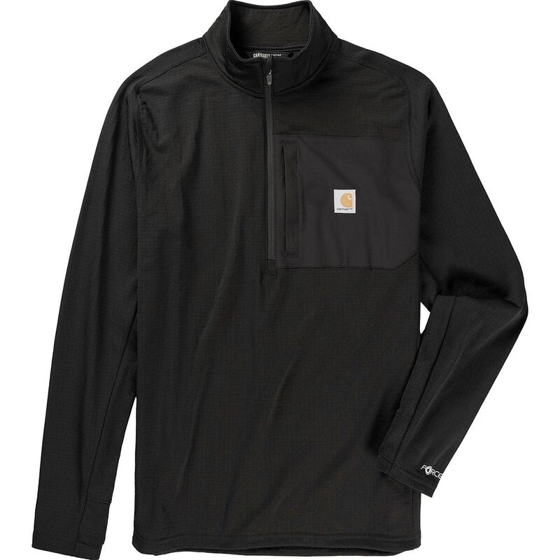 カーハート メンズ トップス Tシャツ リラックスフィット モックネック シャツ Carhartt Force Relaxed Fit Mock Neck 1/2-Zip T-Shirt - Men's Black ブラック|ReVida 店