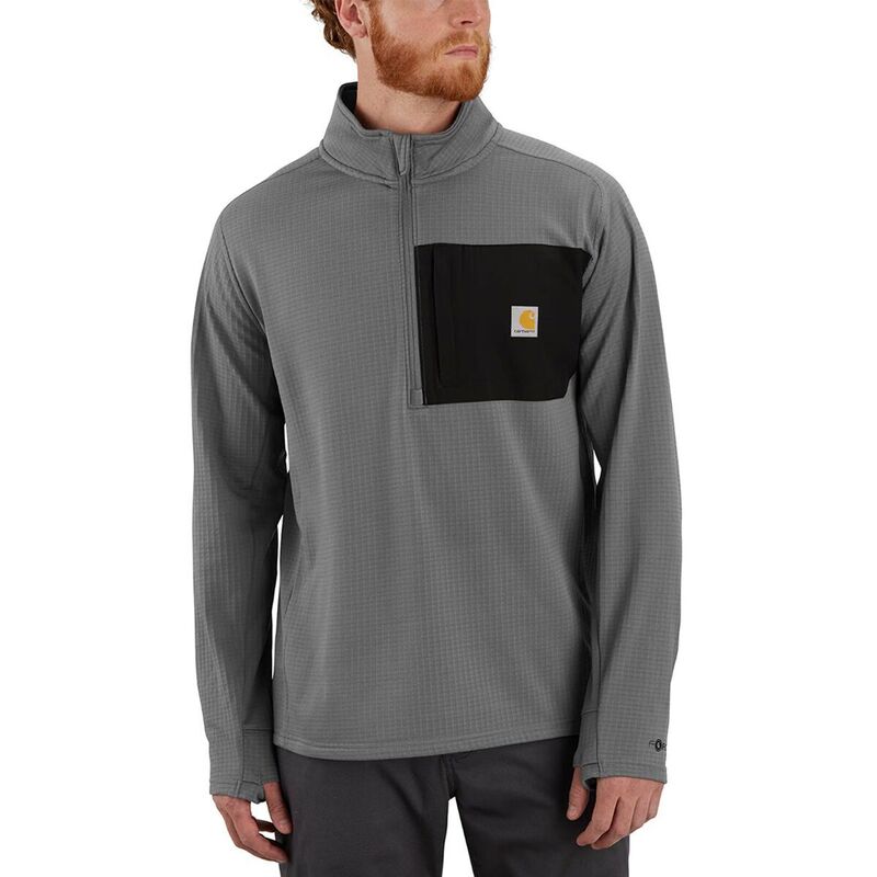 カーハート メンズ トップス Tシャツ リラックスフィット モックネック シャツ Carhartt Force Relaxed Fit Mock Neck 1/2-Zip T-Shirt - Men Steel