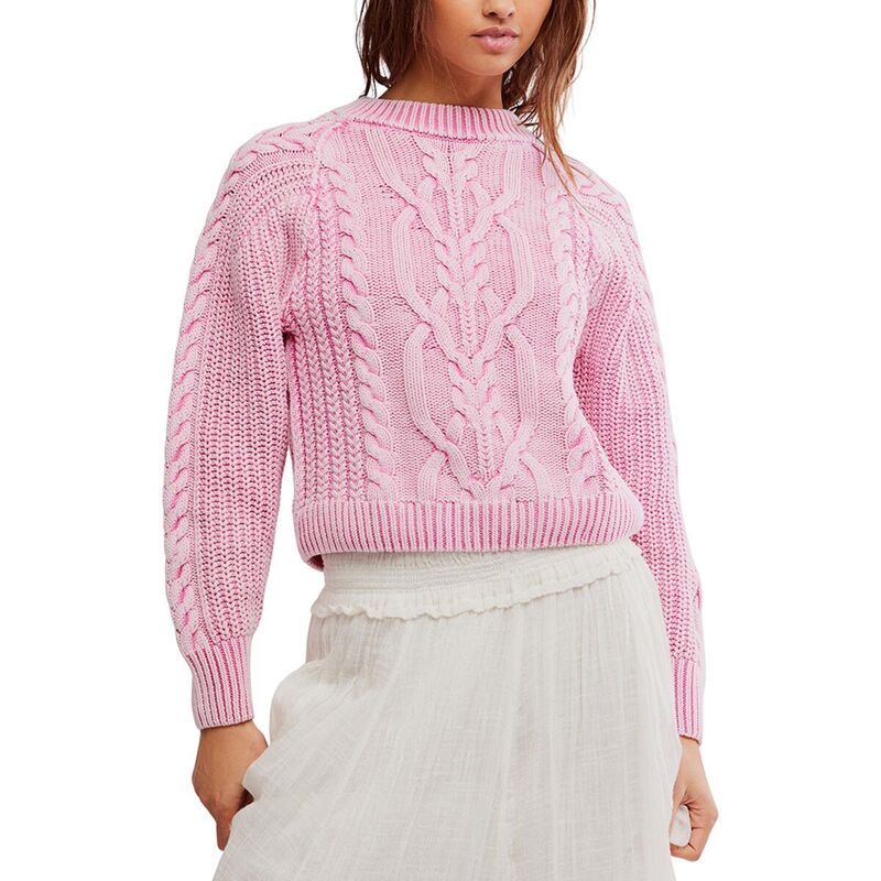 フリーピープル レディース アウター ニット・セーター セーター Free People Frankie Cable Sweater - Women Aurora Pink ピンク