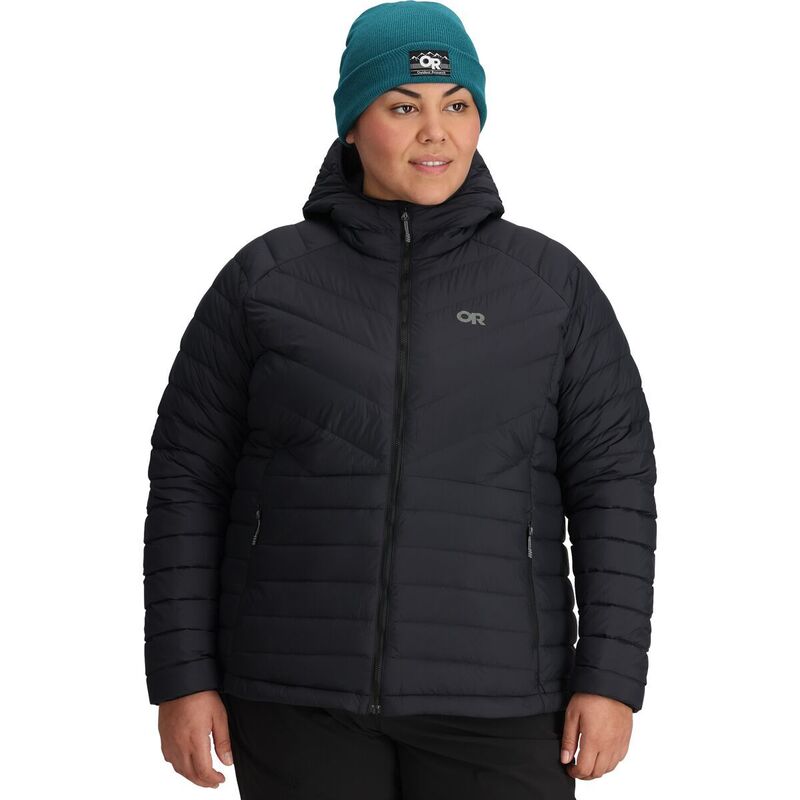 アウトドアリサーチ レディース アウター ジャケット・ブルゾン フーデッドジャケット プラスサイズ ダウン ジャケット Outdoor Research Transcendent Down Hooded Jacket - Plus - Women's Black ブラック|ReVida 店