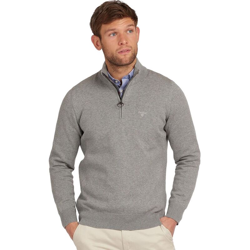 バブアー メンズ アウター 編み物・プルオーバー プルオーバー 綿織物 Barbour Cotton 1/2-Zip Sweater - Men\u0027s Grey Marl 薄墨色