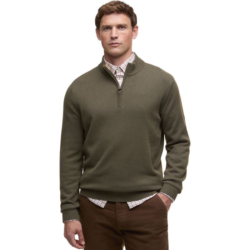 バブアー メンズ アウター ニット・セーター ニット Barbour Kelson 1/2-Zip Knitted Jumper - Men's Olive オリーブ