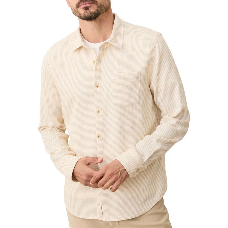 マリーン レイヤー メンズ トップス シャツ 長袖 Marine Layer Long-Sleeve Classic Stretch Stripe Selvage Shirt - Men's Natural Stripe ストライプ