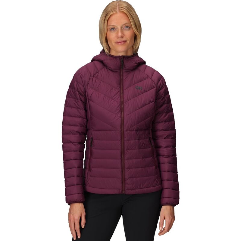 アウトドア問い合わせ レディース アウター 上衣・上衣 フーデッドジャケット 落ち込む 上衣 Outdoor Research Transcendent Down Hooded Jacket - Women\u0027s Winterberry