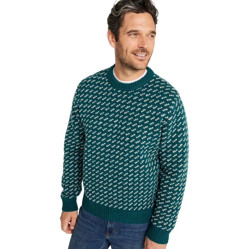 エルエルビーン メンズ アウター 編み物・プルオーバー 毛糸 プルオーバー L.L.Bean Bean\u0027s Classic Raggwool Birdseye Reg Crew Sweater - Men\u0027s Deepest Green Birdseye 緑であること