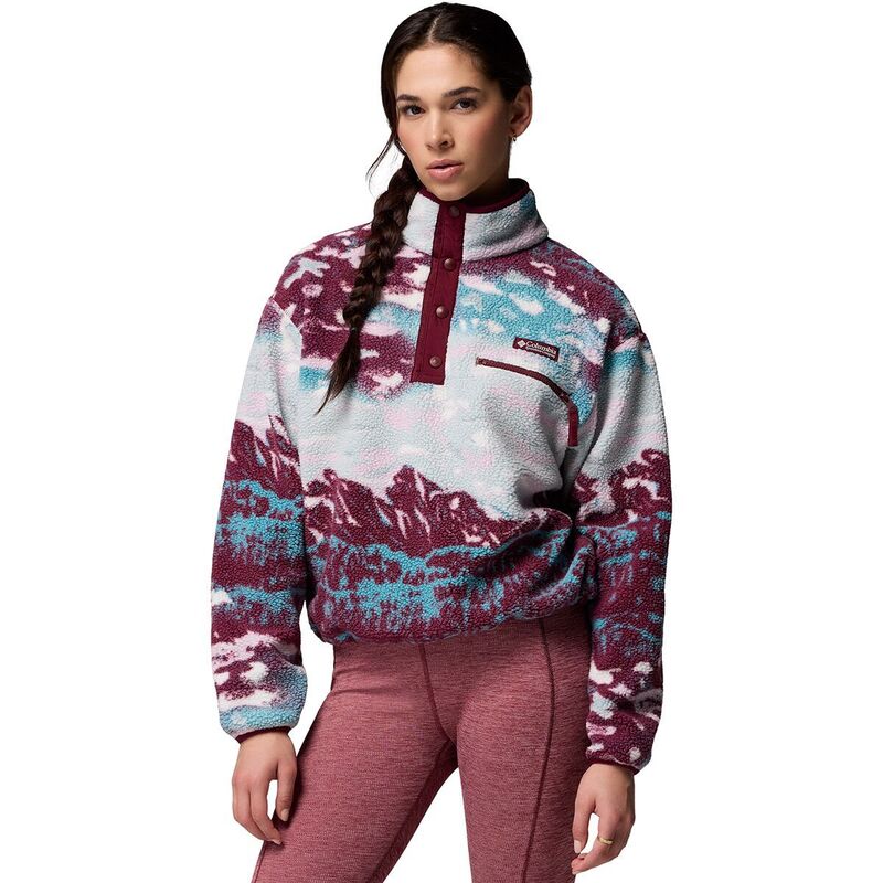コロンビア レディース アウター 上衣・上衣 刷り上げる クロップド Columbia Helvetia II Printed Cropped 1/2-Snap Pullover - Women\u0027s Rich Wine Sisters/Rich Wine ぶどう酒