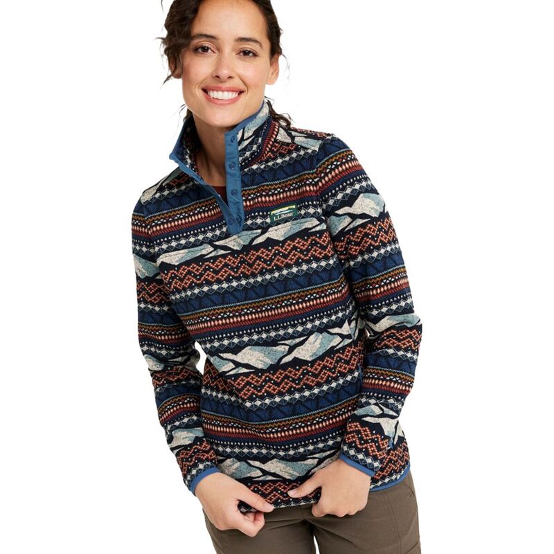 エルエルビーン レディース アウター ジャケット・ブルゾン プリント セーター フリース L.L.Bean Bean's Sweater Fleece Print Regular Pullover - Women's Carbon Navy Mountain FairIsle ネイビー