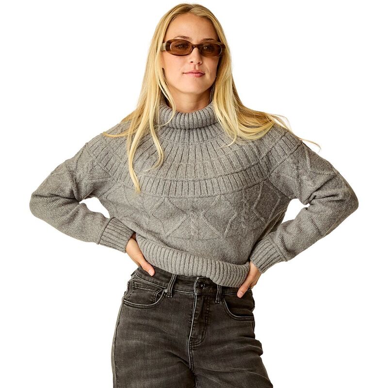 カーブデザイン レディース アウター ニット・セーター タートルネック Carve Designs Neve Cable Turtleneck - Women's Pewter Heather ヘザー