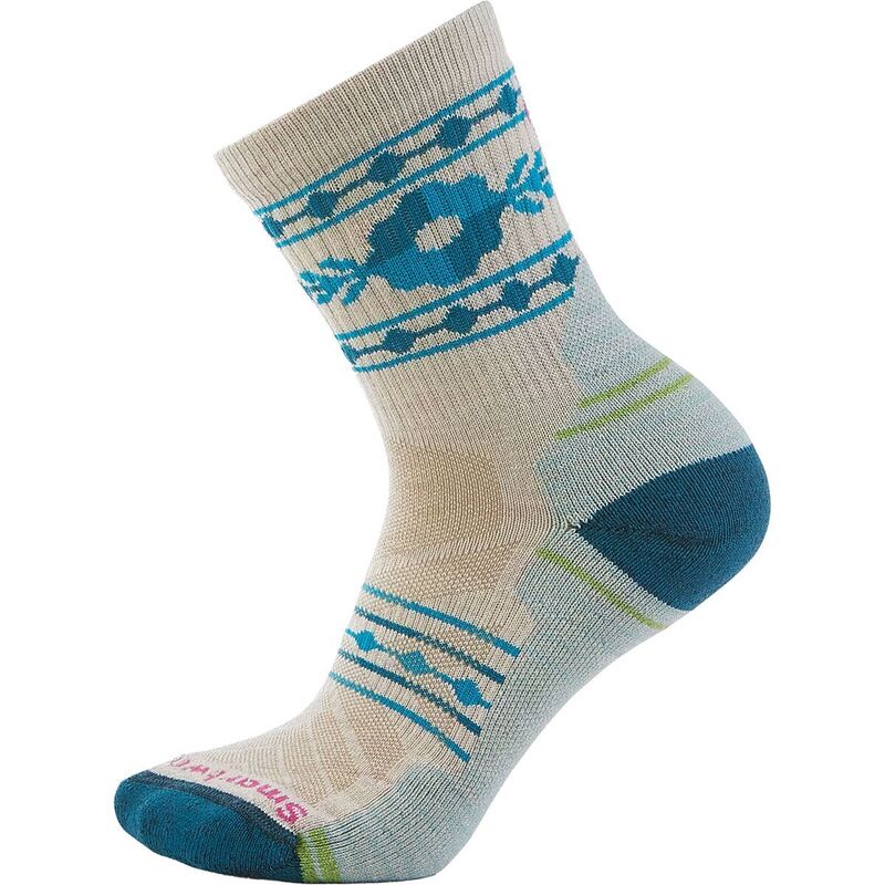 かっこ良い羊毛 レディース アンダーお召しもの ソックス 御花柄 御花 Smartwool Hike Light Cushion Retro Floral Mid Crew Sock - Women\u0027s Moonbeam