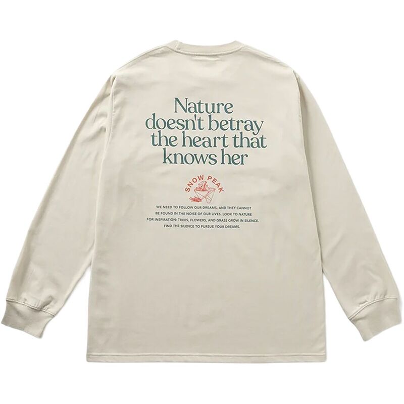 スノーピーク メンズ トップス Tシャツ 長袖 Snow Peak Living With Nature Long-Sleeve T-Shirt Ivory アイボリー