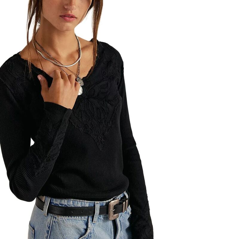 フリーピープル レディース トップス Tシャツ Free People Butterfly Cuff Top - Women's Black ブラック 13,305円