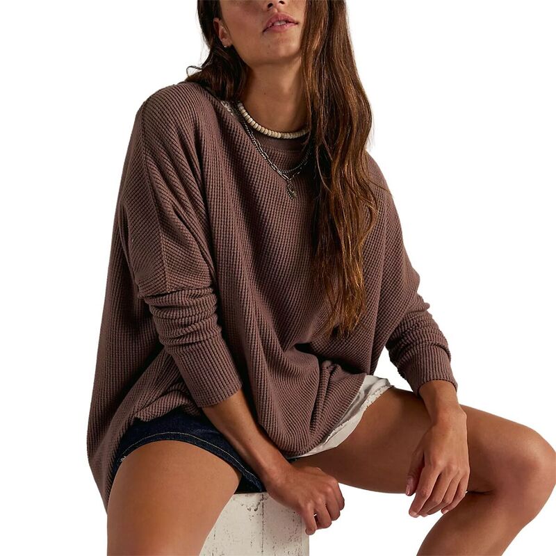 フリーピープル レディース トップス Tシャツ Free People Latte Blues Thermal Solid Top - Women's Leafless Tree