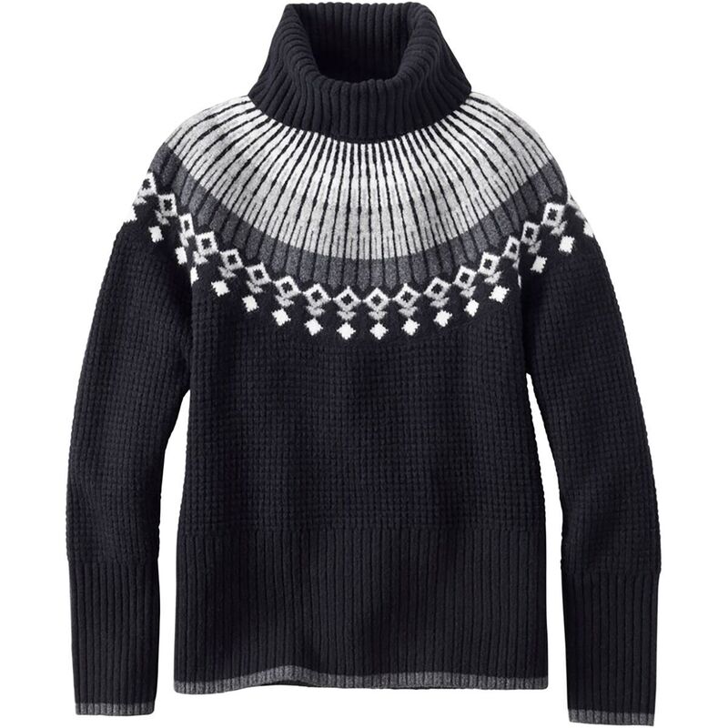 エルエルビーン レディース アウター ニット・セーター タートルネック セーター L.L.Bean Supersoft Waffle Fair Isle Reg Turtleneck Sweater - Women's Black Fair Isle ブラック