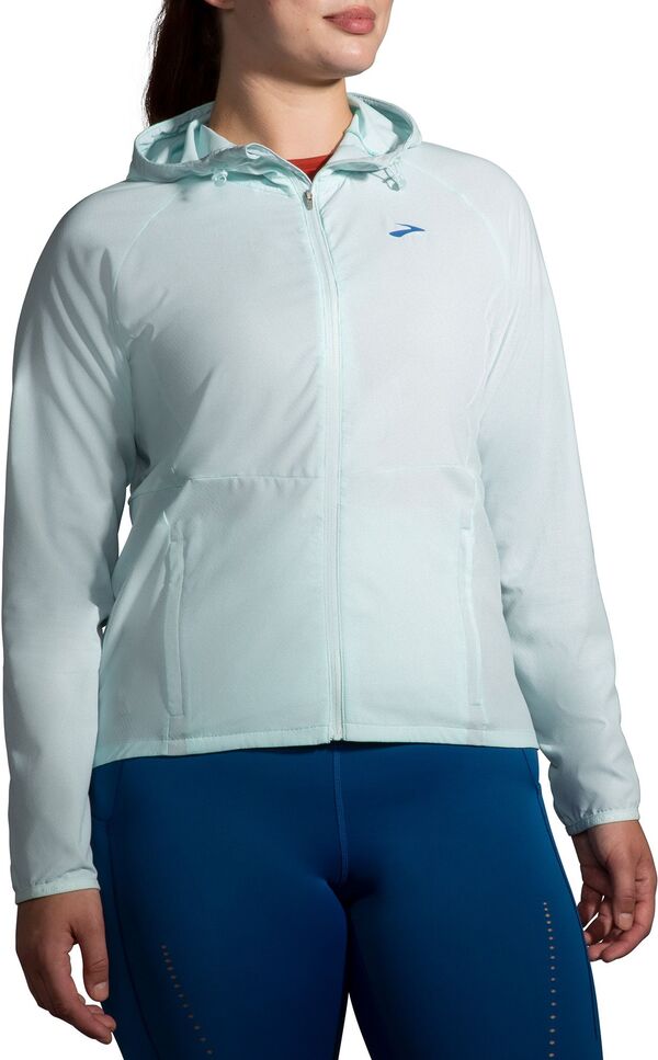 ブルックス レディース アウター ジャケット・ブルゾン Brooks Women's Canopy Weatherproof Running Jacket Ice Blue ブルー