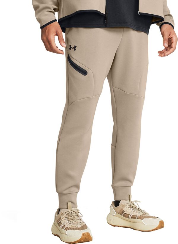 アンダーアーマー メンズ ボトムス カジュアルパンツ ジョガーパンツ フリース Under Armour Men's Unstoppable Fleece Joggers Timberwolf Taupe/Black ブラック