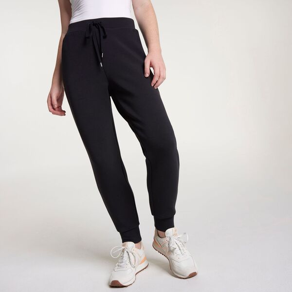 持ちはこび レディース ボトムス 心地好いズボン下 アクアラング CALIA Women\u0027soft Scuba Jogger Pure Black 黒いこと