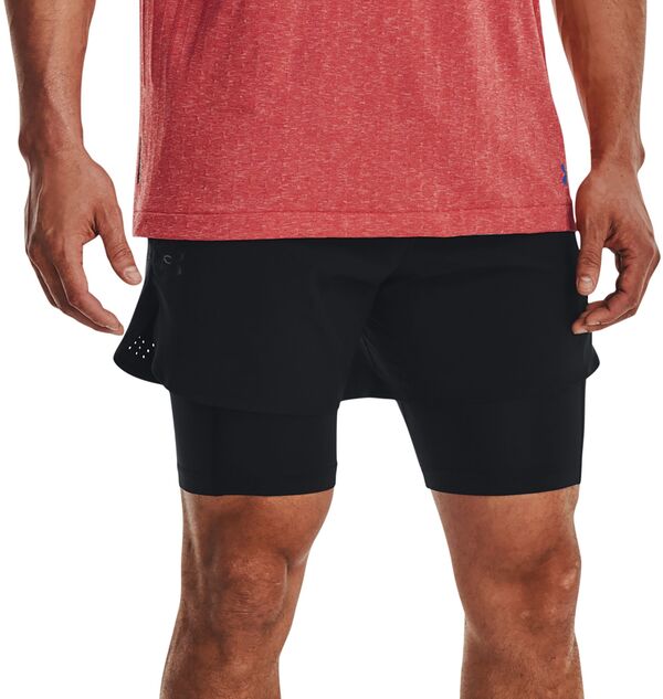 アンダーアーマー メンズ ボトムス 二分の一ズボン下・さる股引き 遊撃手ズボン下 Under Armour Men\u0027s Vanish Elite 2-インチ-1 Shorts Black 黒いこと