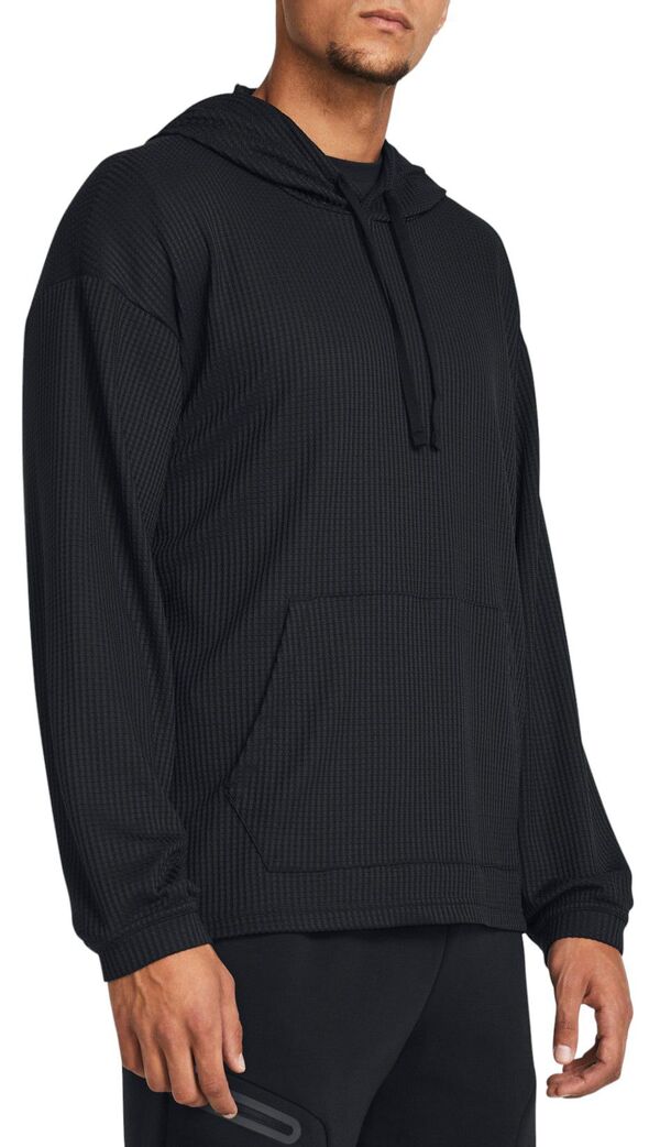 アンダーアーマー メンズ アウター パーカー・スウェット Under Armour Men's Rival Waffle Hoodie Black/White ホワイト