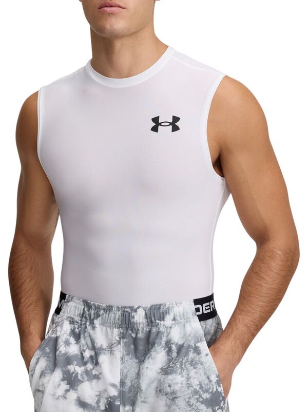 アンダーアーマー メンズ トップス シャツ ノースリーブ Under Armour Men's HeatGear OG Sleeveless Compression Shirt White/Black ホワイト