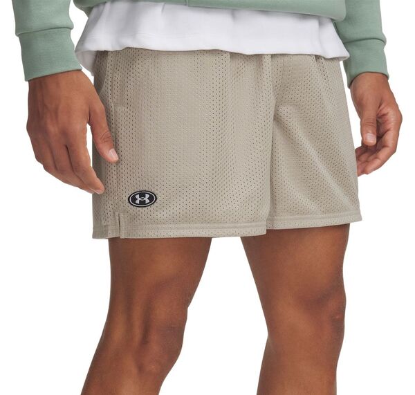 アンダーアーマー メンズ ボトムス ハーフパンツ・ショーツ メッシュ ショートパンツ Under Armour Men's Icon Meshorts Timberwolf Taupe/White ホワイト|ReVida 店