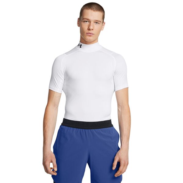 アンダーアーマー メンズ トップス シャツ モックネック Under Armour Men's HeatGear Mock Neck Short Sleeve Compression Shirt White/Black ホワイト｜ReVida 店