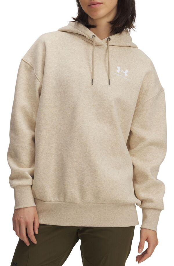アンダーアーマー レディース アウター パーカー・スウェット フリース Under Armour Women\u0027s Icon Fleece Oversized Hoodie City Khaki Light Hr/White 白いこと