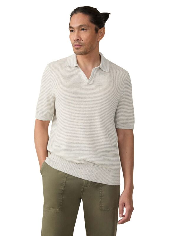 ファレティ メンズ アウター 編み物・プルオーバー スポーツシャツ リネン Faherty Men\u0027s Linen Short Sleeve Sweater Polo Ivory Steel Feeder 象牙色