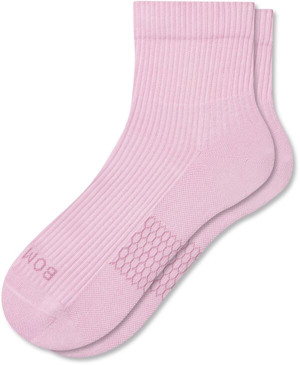 ボンバス レディース アンダーウェア 靴下 リブ Bombas Two Tone Lightweight Ribbed Quarter Socks Bliss Pink ピンク