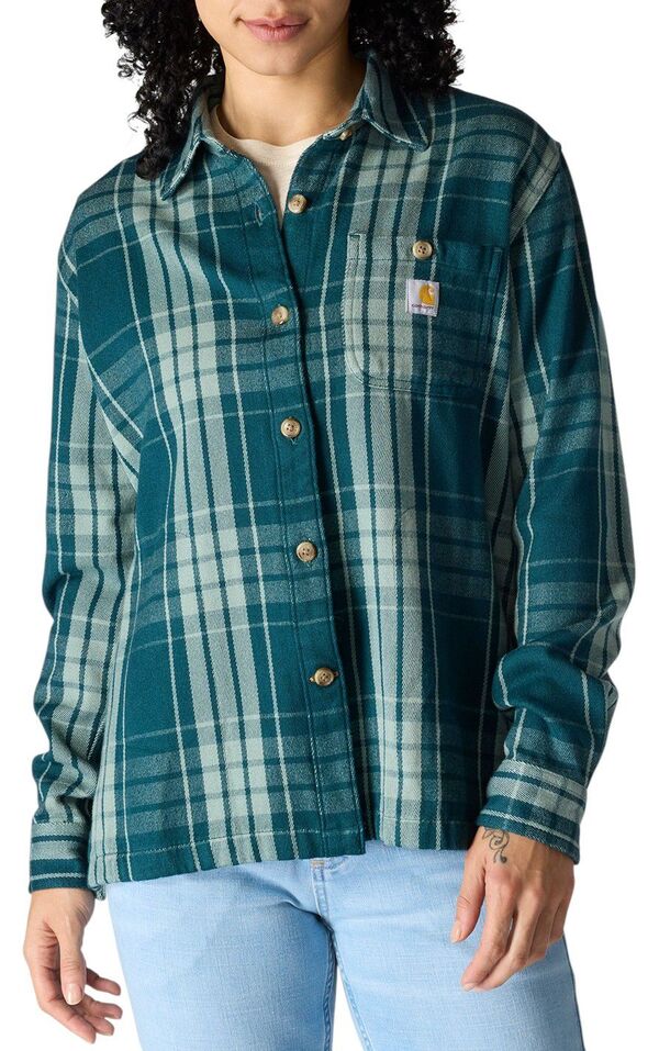 カーハート レディース アウター ジャケット・ブルゾン シャツ Carhartt Women's Tencel Twill Plaid Shirt Greenstone チェック｜ReVida 店