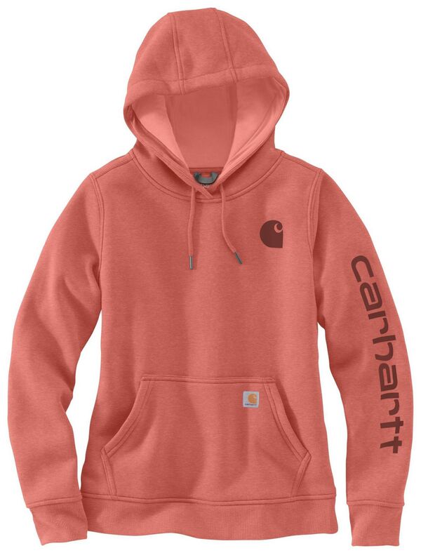 鉄道車両ハート形 レディース アウター パーカー・スウェット グラフィック Carhartt Women\u0027s Clarksburgraphic Sleeve Hoodie Dusty Cedar Heather ギョリュウモドキ レディースファッション-パーカー-トップス