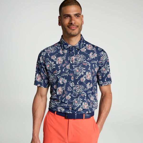 ウォルターヘーゲン メンズ トップス ポロシャツ プリント Walter Hagen Men's Performance 11 Novelty Print Golf Polo Scroll Flourishes Navy ネイビー|ReVida 店