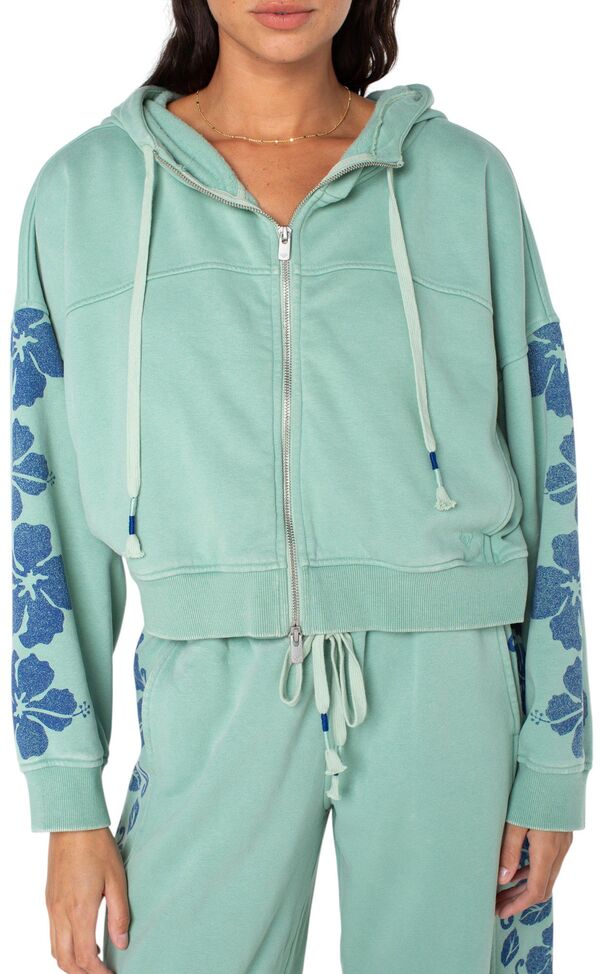 ロキシー レディース アウター パーカー・スウェット Roxy Women's Fringing Reefs Full Zip Hoodie Granite Green グリーン|ReVida 店