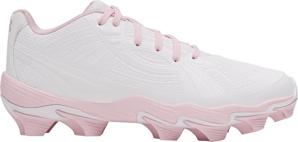 アンダーアーマー レディース シューズ スニーカー Under Armour Women's Glyde Sola RM Softball Cleats White/Pink ホワイト画像