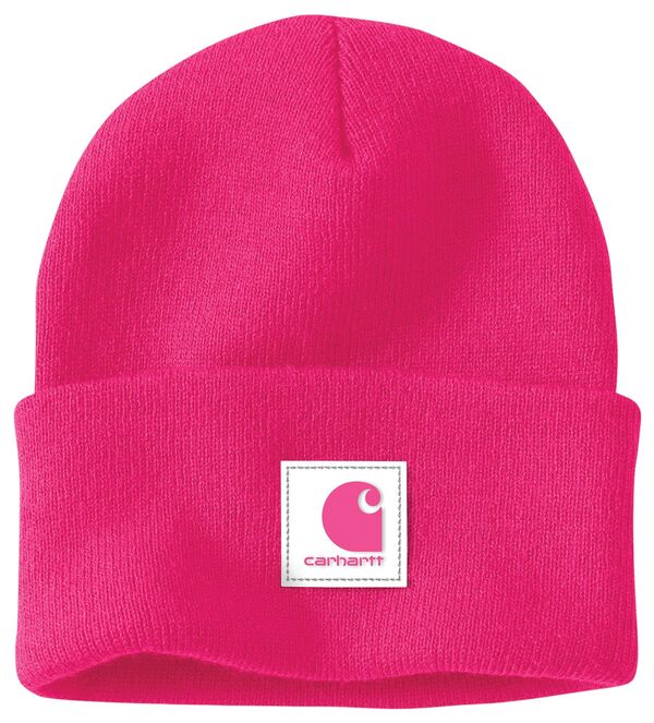 カーハート メンズ アクセサリー 帽子 ニット Carhartt Men's Knit Rubber Patch Beanie Pink Glow ピンク