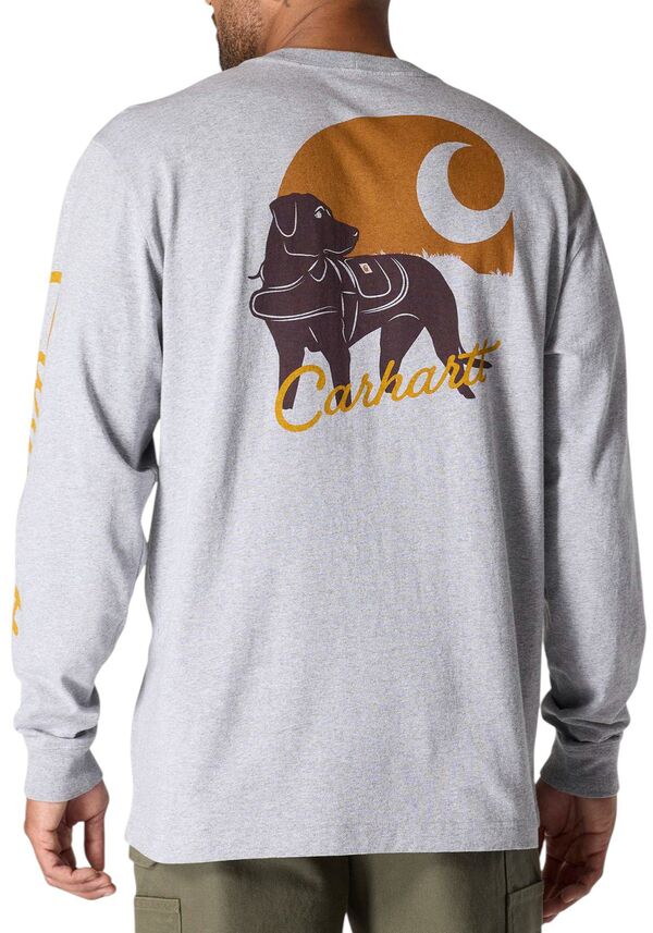 カーハート メンズ トップス Tシャツ グラフィック Carhartt Men's Dographic Long Sleeve T-Shirt Heather Grey グレー｜ReVida 店