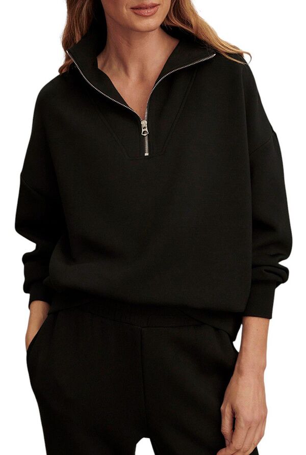 バーレイ レディース アウター パーカー・スウェット シャツ Varley Women's Hawley 1/2 Zip Sweatshirt Black ブラック