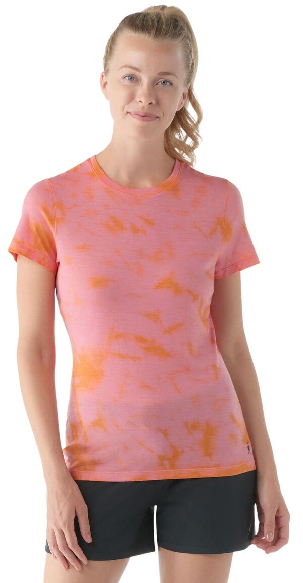 かっこ良い羊毛 レディース トップス プルオーバー Smartwool Women\u0027s Merino SS Tee Guava Orange Wash オレンジ色