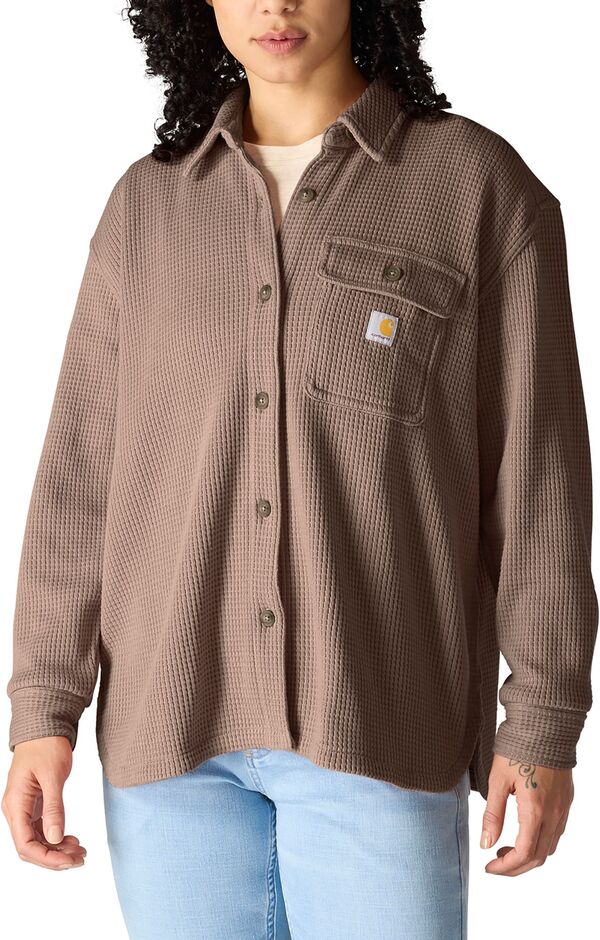 カーハート レディース トップス シャツ ニット Carhartt Women's Waffle Knit Shirt Sepia