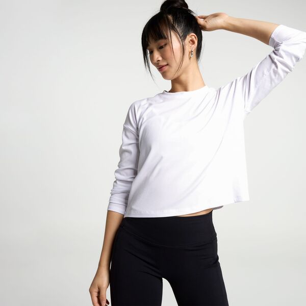 キャリー レディース トップス Tシャツ CALIA Women's Everyday Riboxy Long Sleeve Tee Pure White ホワイト