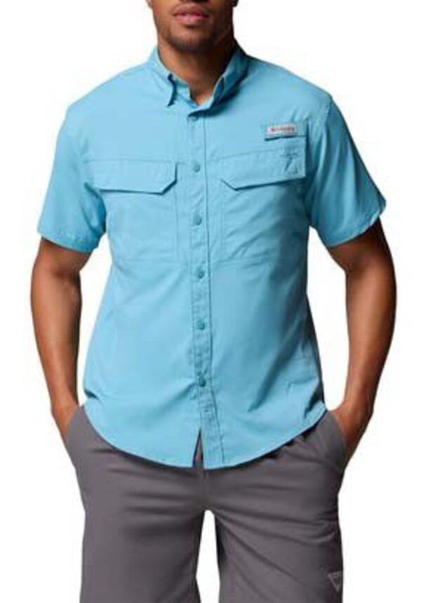 コロンビア メンズ トップス プルオーバー Columbia Men\u0027s PFG Skiff Guide II Short Sleeve Shirt Vintage Blue 青色