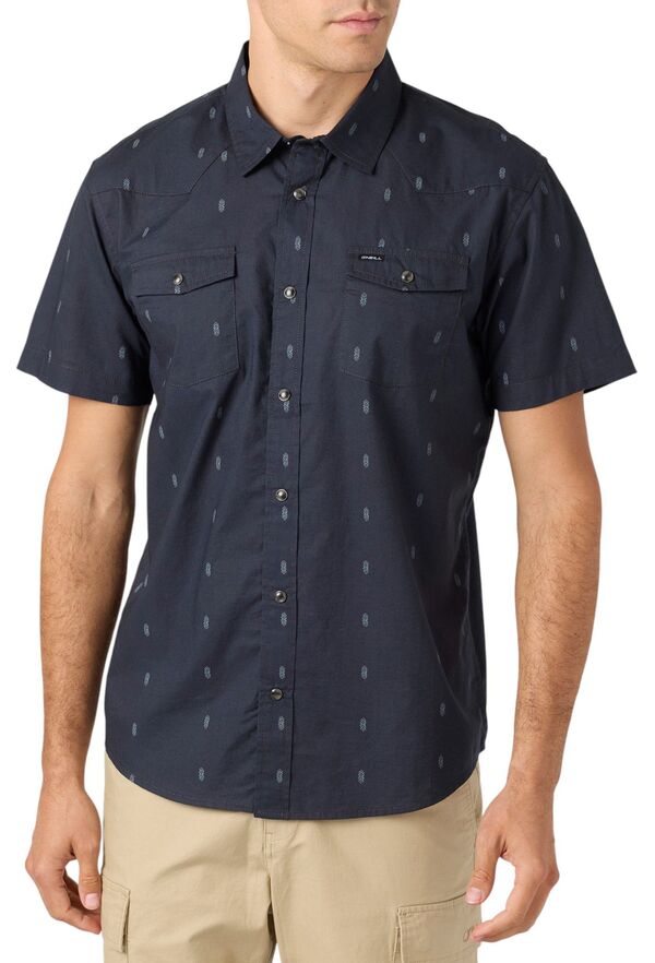 オニール メンズ トップス シャツ O'Neill Men's Bar Dog Short Sleeve Snap Standard Shirt Phantom｜ReVida 店