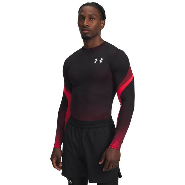 アンダーアーマー メンズ トップス シャツ Under Armour Men's HeatGear Sub Long Sleeve Compression Shirt Red/Black/White ホワイト