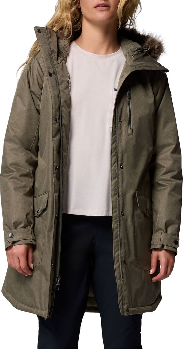 コロンビア レディース アウター 上衣・上衣 Columbia Women\u0027suttle Mountain Long Insulated Jacket Stone Green 緑であること レディースファッション-コート・ジャケット