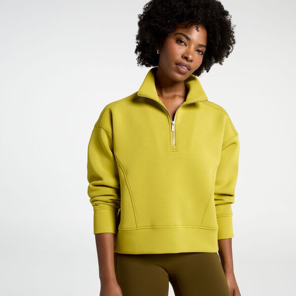 キャリー レディース アウター パーカー・スウェット モックネック スキューバ CALIA Women'soft Scuba Mock Neck 1/4 Zip Avocado Green グリーン