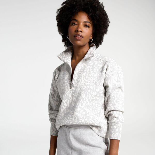 キャリー レディース アウター パーカー・スウェット モックネック スキューバ CALIA Women'soft Scuba Mock Neck 1/4 Zip Feline Print Cloud Cover