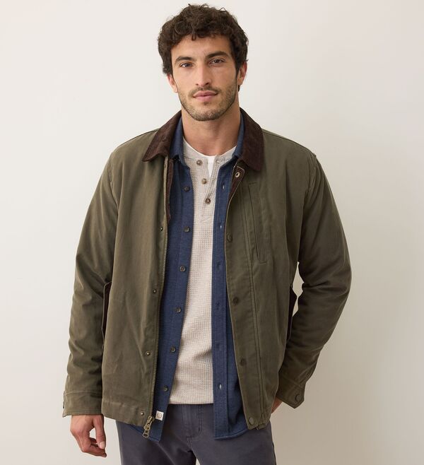 マリーン レイヤー メンズ アウター ジャケット・ブルゾン Marine Layer Men's Weston Wax Canvas Barn Jacket Olive オリーブ|ReVida 店