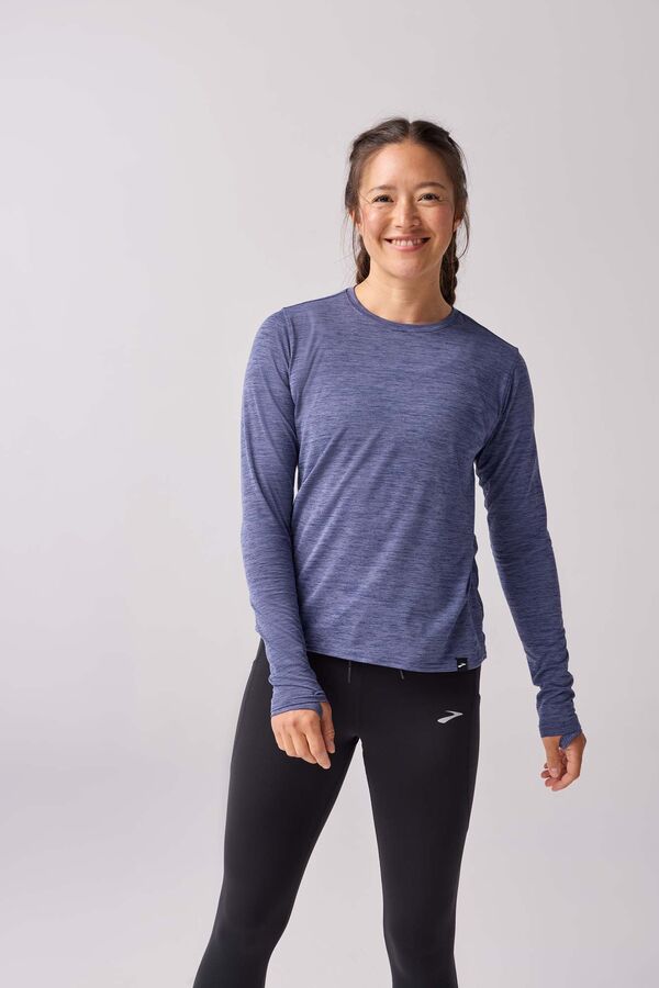 ブルックス レディース トップス Tシャツ Brooks Women\'s Luxe Long Sleeve T-Shirt Htr Nightshadow